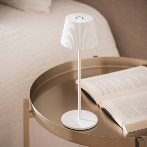 Moderne draagbare tafellamp - oplaadbaar - LED - dimbaar - 24 cm hoog - wit - Afbeelding 2