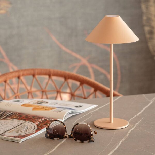 Moderne tafellamp - LED - USB oplaadbaar - dimbaar - 32 cm hoog - beige - Afbeelding 2