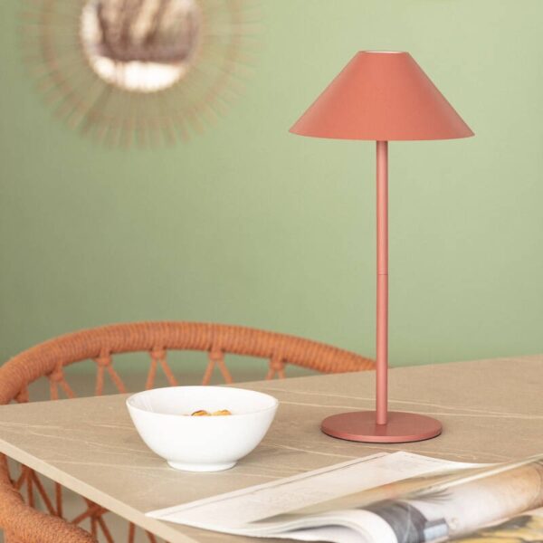 Moderne tafellamp - LED - USB oplaadbaar - dimbaar - 32 cm hoog - terracotta - Afbeelding 2