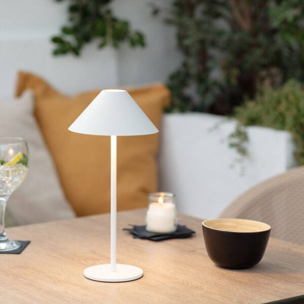 Moderne tafellamp - LED - USB oplaadbaar - dimbaar - 32 cm hoog - wit - Afbeelding 2