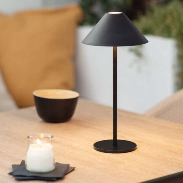 Moderne tafellamp - LED - USB oplaadbaar - dimbaar - 32 cm hoog - zwart - Afbeelding 2