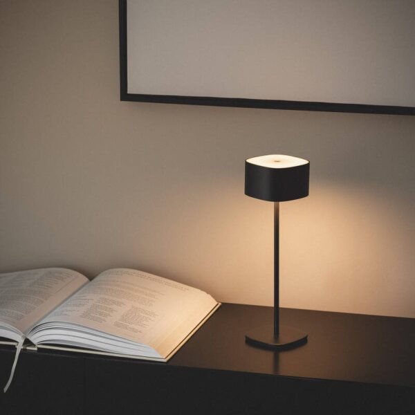 Moderne tafellamp oplaadbaar - LED - draagbaar - 26 cm hoog -  zwart - Afbeelding 2