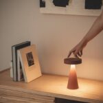 Oplaadbare tafellamp - LED - draadloos - 21 cm hoog - bruin - Afbeelding 6