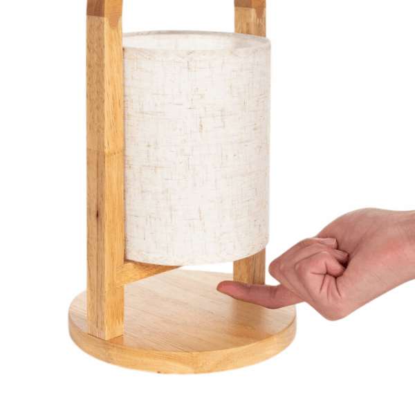 Scandinavische tafellamp hout - LED - oplaadbaar - 30 cm hoog - natuurlijk - Afbeelding 4