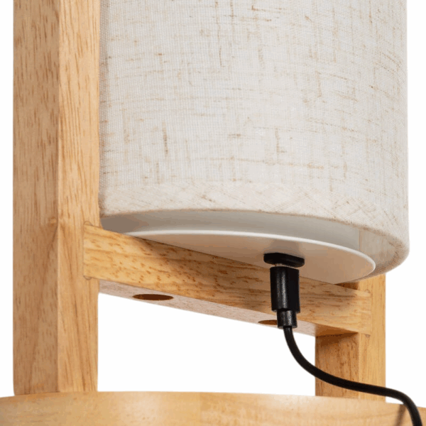 Scandinavische tafellamp hout - LED - oplaadbaar - 30 cm hoog - natuurlijk - Afbeelding 3