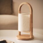 Scandinavische tafellamp hout - LED - oplaadbaar - 30 cm hoog - natuurlijk