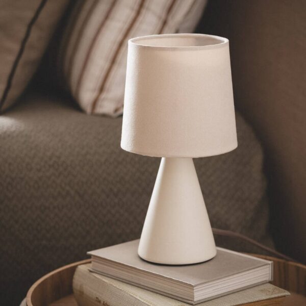 Scandinavische tafellamp keramiek - E14 - 25 cm hoog - gebroken wit - Afbeelding 2