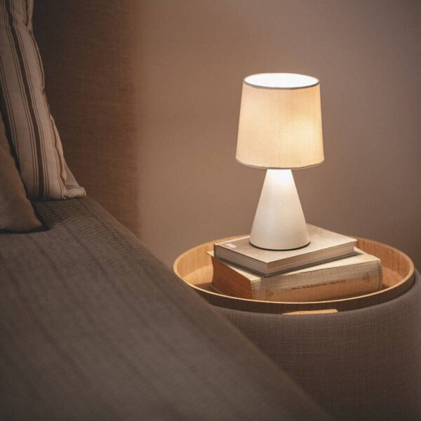 Scandinavische tafellamp keramiek - E14 - 25 cm hoog - gebroken wit - Afbeelding 6