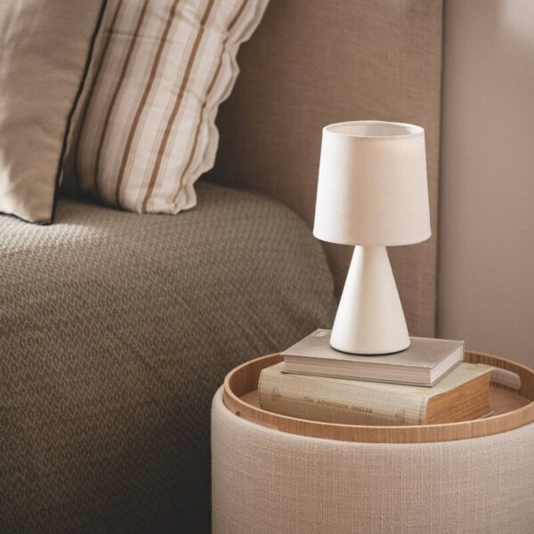 Scandinavische tafellamp keramiek - E14 - 25 cm hoog - gebroken wit - Afbeelding 4
