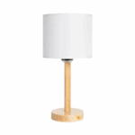 Scandinavische tafellamp hout witte kap LED oplaadbaar USB 26 cm