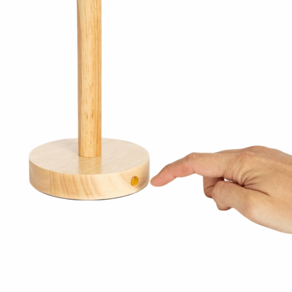 Scandinavische tafellamp - LED - oplaadbaar - 26 cm hoog - hout met witte kap - Afbeelding 5