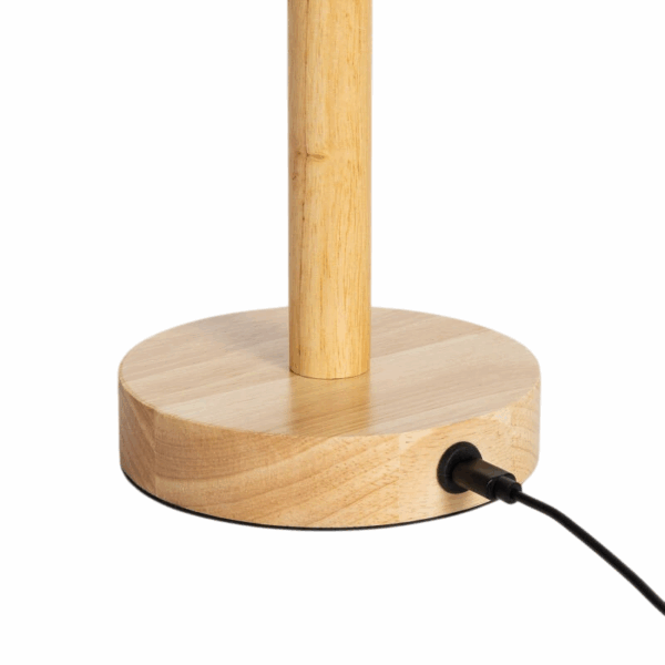 Scandinavische tafellamp - LED - oplaadbaar - 26 cm hoog - hout met witte kap - Afbeelding 7