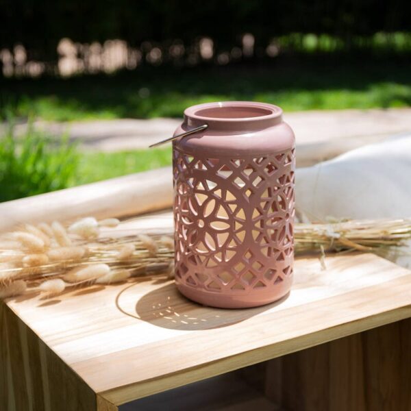 Sfeervolle tafellamp - LED - kaarsvorm - 19 cm hoog - roze - Afbeelding 4