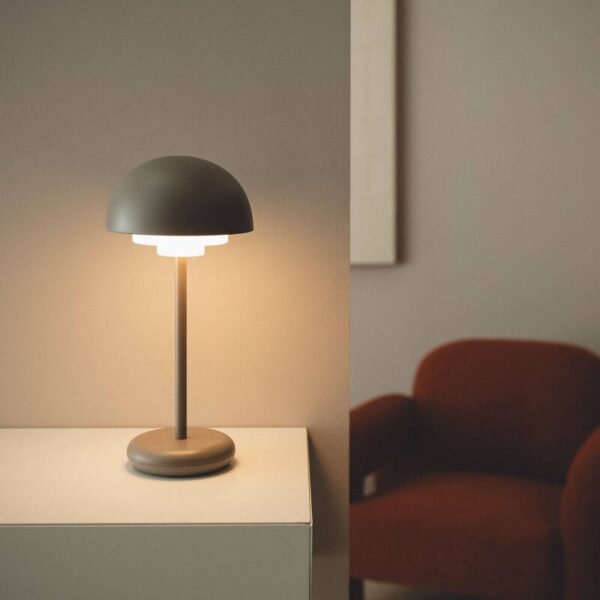 Tafellamp draagbaar - LED - oplaadbaar - 30 cm hoog - taupe - Afbeelding 2