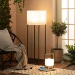 Tafellamp kubusvorm - LED - draagbaar - 28 cm hoog - khaki groen - Afbeelding 5
