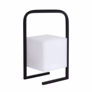 minimalistische tafellamp led zwart kubusvorm draagbaar usb 28 cm