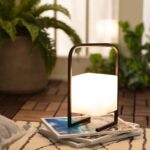 Tafellamp kubusvorm - LED - draagbaar - 28 cm hoog - zwart - Afbeelding 2