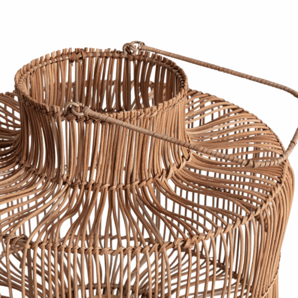 Tafellamp met afstandsbediening - rotan - met led kaarsen - 38 cm hoog -  natuurlijk vlechtwerk - Afbeelding 5
