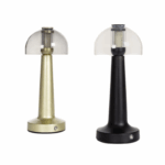 Vintage LED tafellamp - oplaadbaar - dimbaar - glas - 26 cm hoog -  goud - Afbeelding 6
