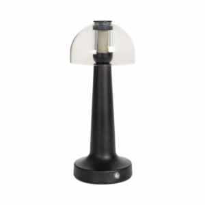 Vintage LED tafellamp zwart glas oplaadbaar dimbaar USB-C retro design 26 cm