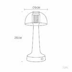 Vintage LED tafellamp - oplaadbaar - dimbaar - glas - 26 cm hoog -  goud - Afbeelding 8