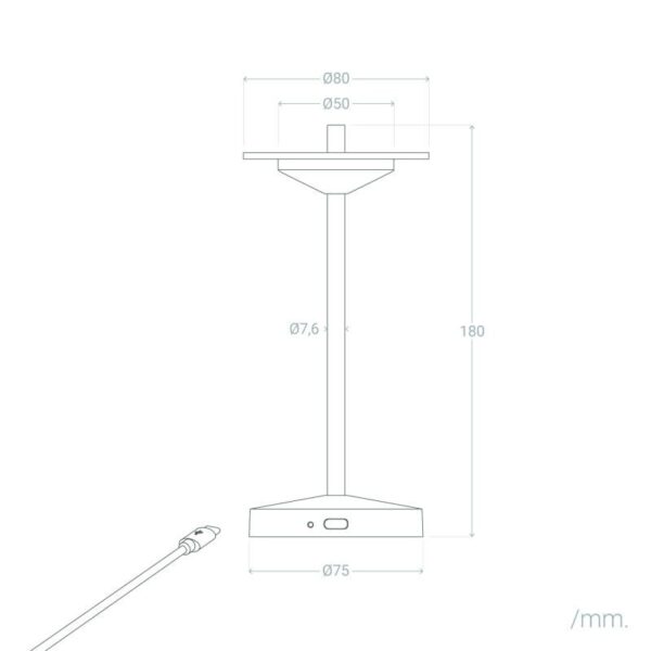 Draagbare tafellamp - LED - USB oplaadbaar - dimbaar - 18 cm hoog - goud - Afbeelding 7