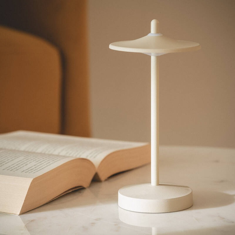 Beige draagbare LED tafellamp USB oplaadbaar IP44 dimbaar
