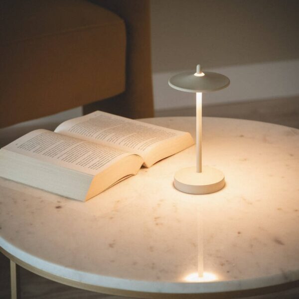 Draagbare tafellamp - LED - USB oplaadbaar - dimbaar - 18 cm hoog - beige - Afbeelding 2