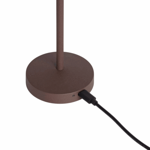Draagbare tafellamp - LED - USB oplaadbaar - dimbaar - 18 cm hoog - bruin - Afbeelding 4