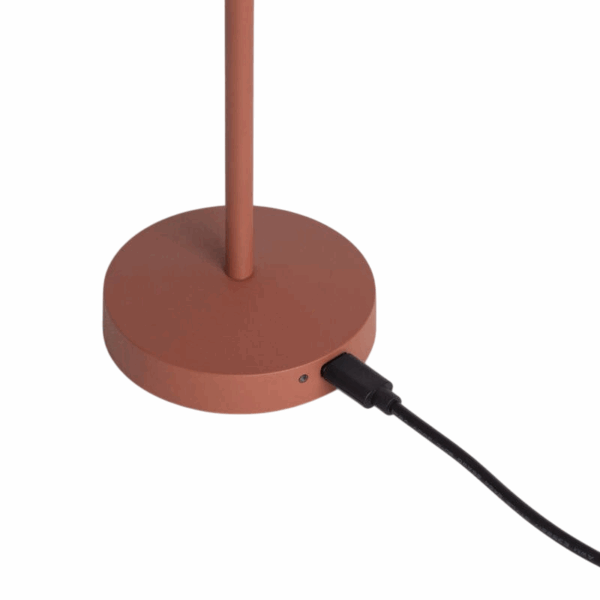 Draagbare tafellamp - LED - USB oplaadbaar - dimbaar - 18 cm hoog - terracotta - Afbeelding 4
