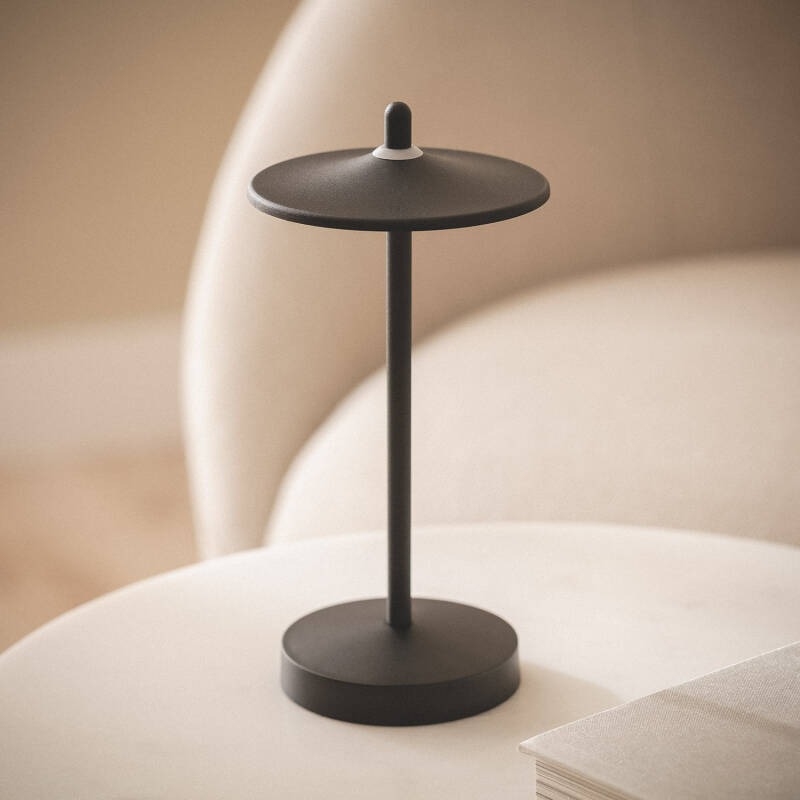 zwarte draagbare LED tafellamp USB oplaadbaar IP44 dimbaar