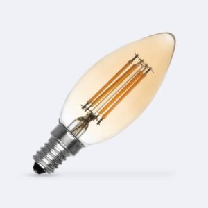 LED Filament Lamp E14 - dimbaar - 6W - 2700K - 600 lm C35 Kaars goud