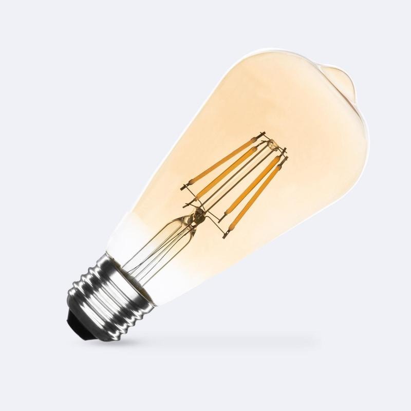 LED Filament Lamp E27 6W 2700K 600 lumen ST64 Gold dimbaar