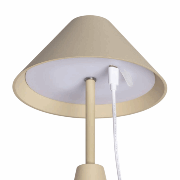 Oplaadbare tafellamp metaal - LED - Dimbaar - 26 cm hoog - beige - Afbeelding 3