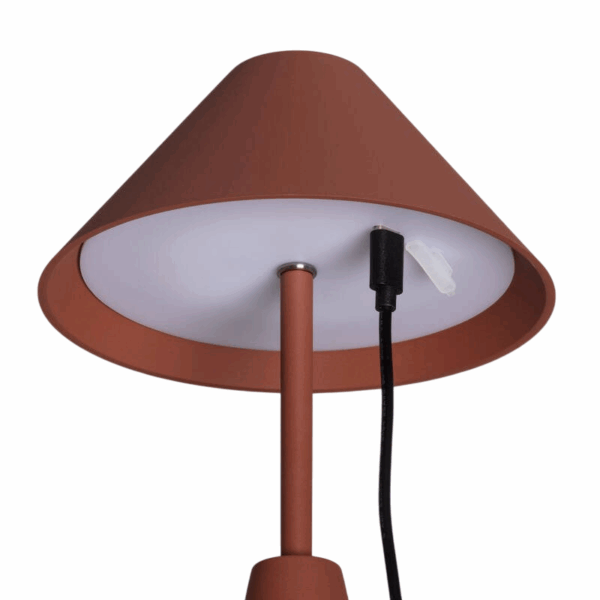 Oplaadbare tafellamp metaal - LED - Dimbaar - 26 cm hoog - bruin - Afbeelding 3