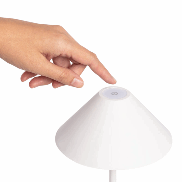 Oplaadbare tafellamp metaal - LED - Dimbaar - 26 cm hoog - wit - Afbeelding 2