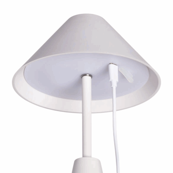 Oplaadbare tafellamp metaal - LED - Dimbaar - 26 cm hoog - wit - Afbeelding 3