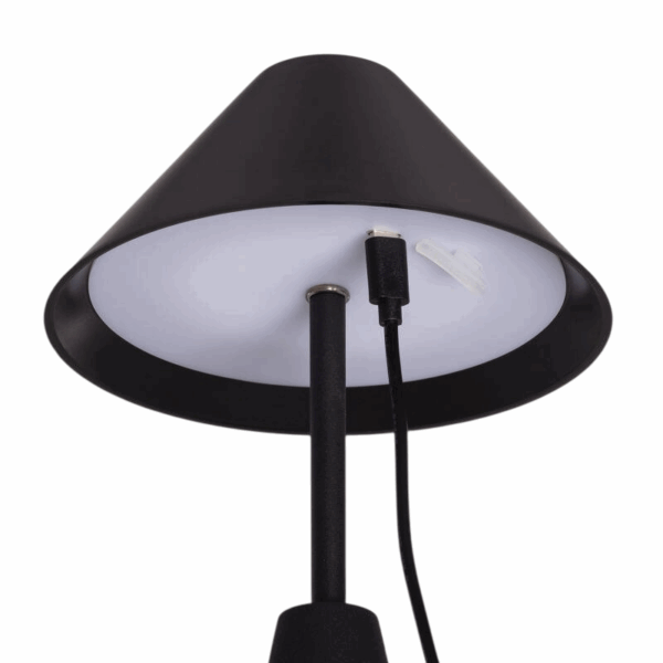 Oplaadbare tafellamp metaal - LED - Dimbaar - 26 cm hoog - zwart - Afbeelding 3