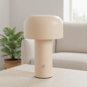 Moderne tafellamp - LED - USB oplaadbaar - metaal - 21 cm - beige
